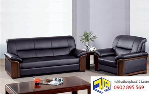 Sofa văn phòng da màu đen SVP04
